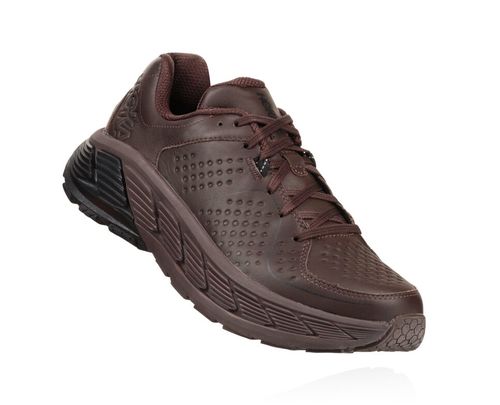 Hoka One One Herre Gaviota Lær Trail Trail Løpesko Demitasse/Svart Norge-48WKE